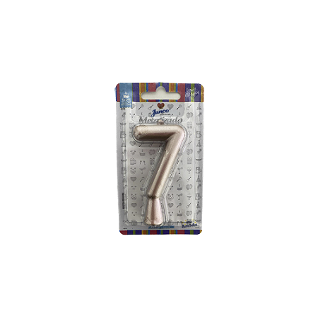 Vela Nº 7 Tubular Metalizado Rose Gold 8Cm Decorativa Junco
