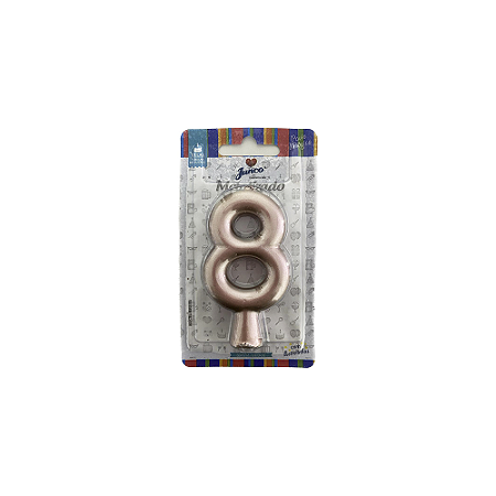 Vela Nº 8 Tubular Metalizado Rose Gold 8Cm Decorativa Junco