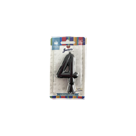 Vela Nº 4 Tubular Metalizado Preto 8Cm Decorativa Junco