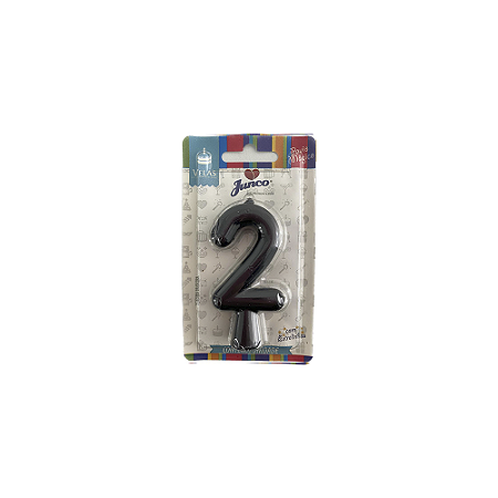 Vela Nº 2 Tubular Metalizado Preto 8Cm Decorativa Junco