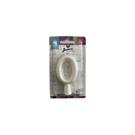 Vela Nº 0 Tubular Metalizado Branco Perolado 8Cm Junco