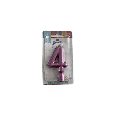 Vela Nº 4 Tubular Metalizado Rose 8Cm Junco