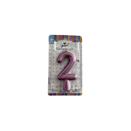 Vela Nº 2 Tubular Metalizado Rose 8Cm Junco
