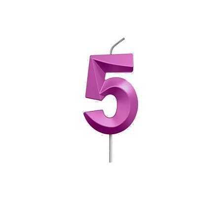 Vela Número 5 Metalizada No Palito Rosa Brilhante Festa