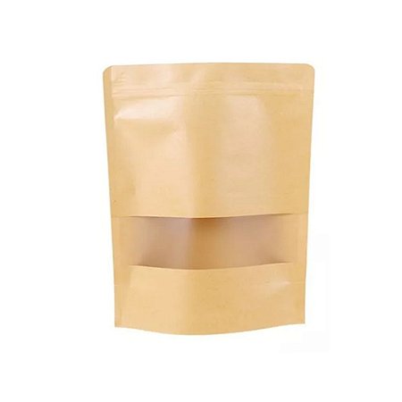 10 Saquinhos de Papel Stand Up Pouch C/Visor 14x20 Embalagem