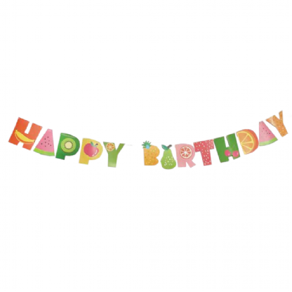 Guirlanda Happy Birthday Frutas Decorativa Festas