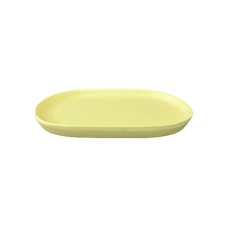 Bandeja Chicago Oval Cerâmica Decorativa Amarelo Bebê Fosco