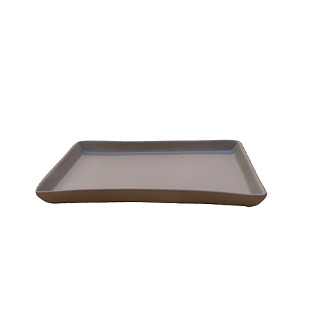 Bandeja Chicago Retangular Cerâmica Decor Festa Bege Fosco