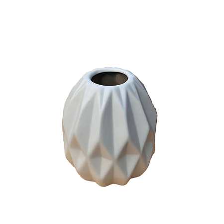 Vaso Geométrico Pequeno Cinza Fosco Decorativo Flores Falsas