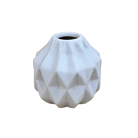 Mini Vaso Geométrico Cinza Fosco Decorativo Flor Artificial