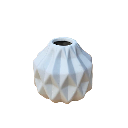 Mini Vaso Geométrico Cinza Fosco Decorativo Flor Artificial