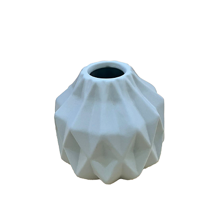Mini Vaso Geométrico Azul Bebê Fosco Decorativo Flor Falsa