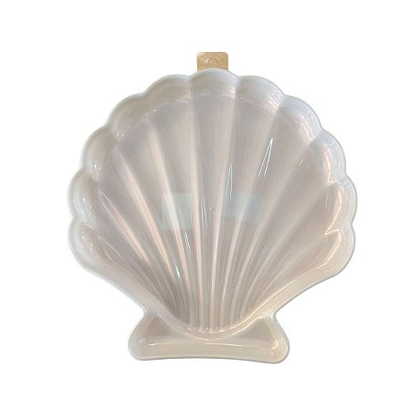 Bandeja Plástica Concha Branco Decorativa Marinha Mesa Festa