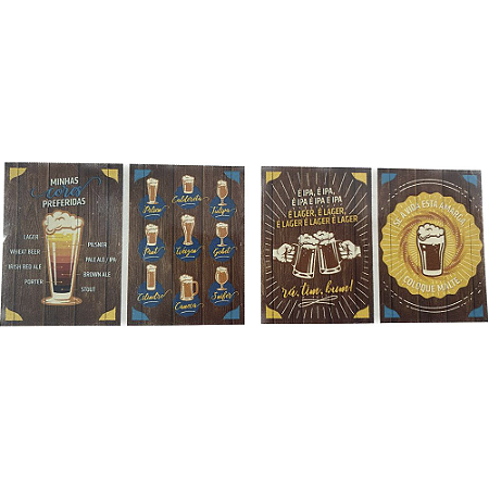 Painel Cerveja Vários Modelos Decorativo 45x31Cm Festa 04un