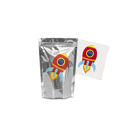 Kit Lembrancinha Sacolinha C/Transfer Foguete Astronauta 8un