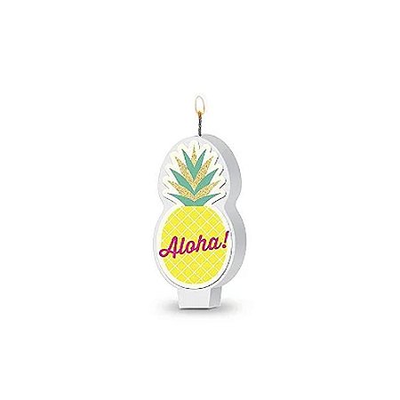 Vela Abacaxi Aloha! Tropical Aniversario 8Cm Decorativa Junco