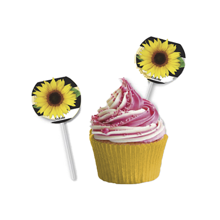 Bandeirinha Plaquinha Girassol Flor Docinhos Decoração 8un