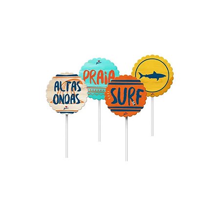 Topper Bandeirinha Surf Praia Docinhos Decoração 8un