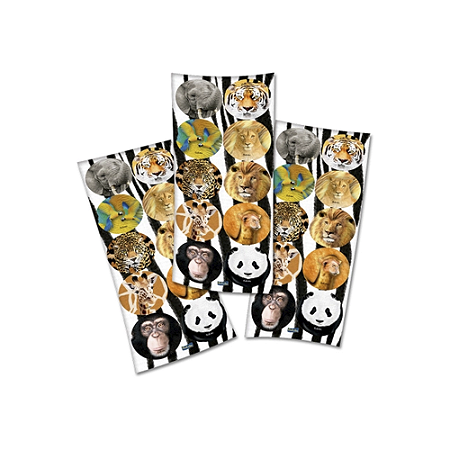 Adesivo Temático Decorativo Mundo Animal Redondo 30uni