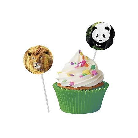 Bandeirinha Plaquinha Mundo Animal Docinhos Decoração 8un