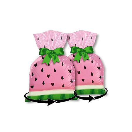 Sacolinha Surpresa Melancia Rosa 8un Lembrancinha 14x27Cm