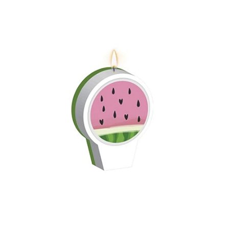 Vela Melancia Rosa Frutas 8Cm Decoração Bolos Aniversários