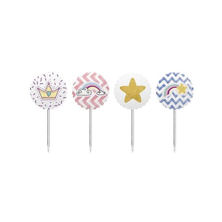 Topper  Plaquinha Bandeirinha Unicórnio Doces Decorar 8un