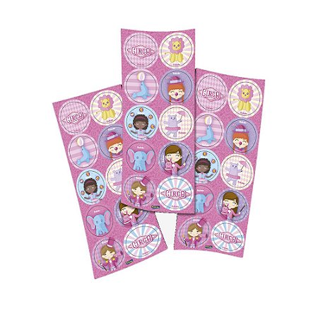 Adesivo Temático Decorativo Circo Rosa Redondo 30uni