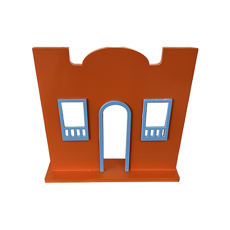 Casa Da Vila Festa Junina Mod4 Laranja Com Azul Bebê Arraiá