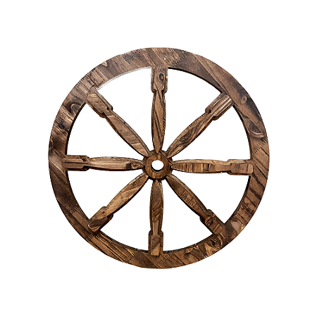 Roda De Carroça Pinus Rústico 57x6Cm  Decorativa Fazendinha