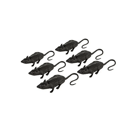 Ratinho De Plástico Preto 6un Enfeite Decorativa Halloween