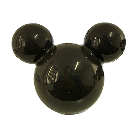 Cabeça Mouse Preta Decoração Mesa Festas Plástico 18CM