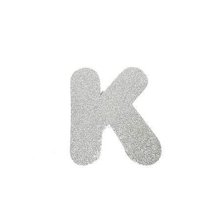 Letra K Prata Com Glitter Aplique Decoração De Eva 12Cm 10un