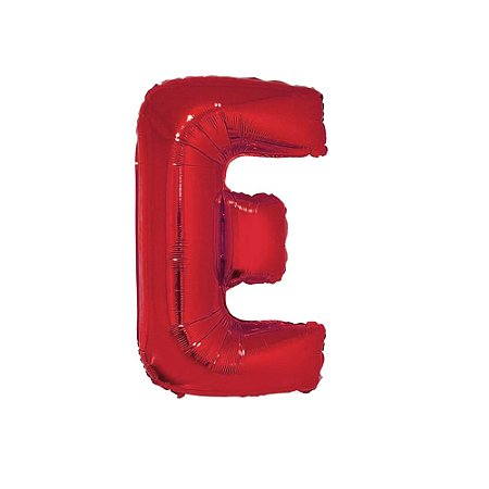 Letra E 16" 41cm Vermelha Metalizado C/Vareta Não Flutua