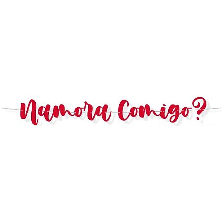 Faixa Namora Comigo Lettering Romântica Vermelha 1,20m Cromus