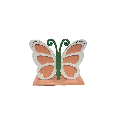 Display Pequeno Borboleta Mdf Salmão Com Braanco Decorativo
