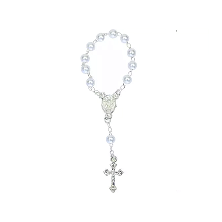 Mini Terço Branco Para Lembrancinhas Plástico 12un