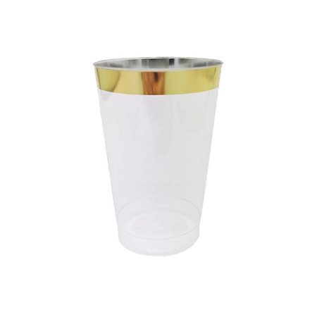 Copo Luxo Ouro Transparente 340ml 4un Plástico Make+