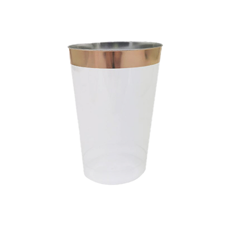Copo Luxo Rose Gold Transparente 340ml 4un Plástico Make+