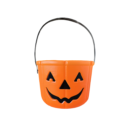 Balde Abóbora Alça Preta Decorativo Festa De Halloween Doces