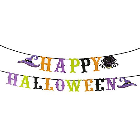 Faixa Papel Happy Halloween Decorativa Festa Bandeirinhas