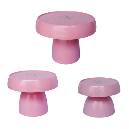 Kit Boleiras Cogumelo P M G Só Boleiras Rosa Bebê