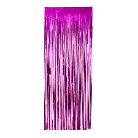 Cortina Metalizada Decorativa Enfeite Franja Pink  L1MxA2M