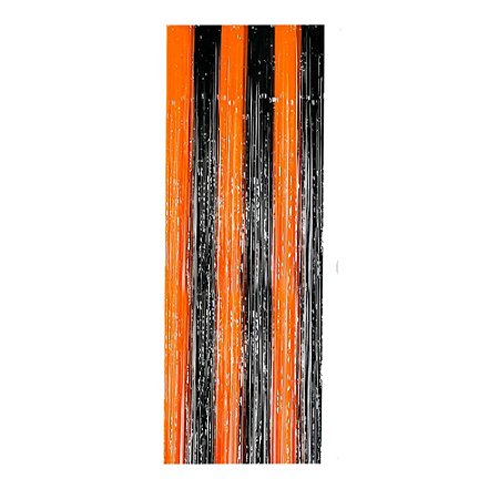 Cortina Metalizada Laranja E Preto Halloween Decoração 2x1