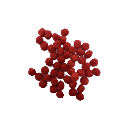 Mini Pompons Vermelho de Pelúcia Enfeite Decorativo 1,5CM 7G
