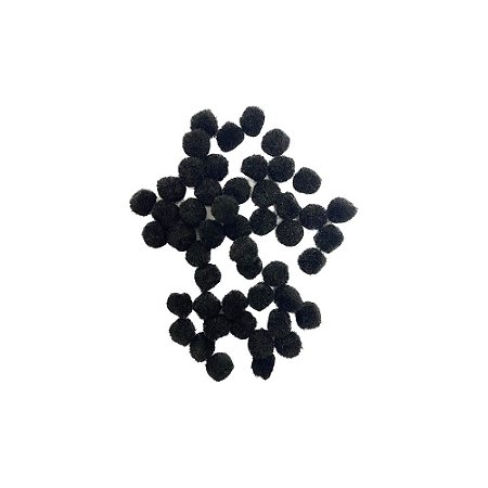 Mini Pompons Preto de Pelúcia Enfeite Decorativo 1,5CM 7G