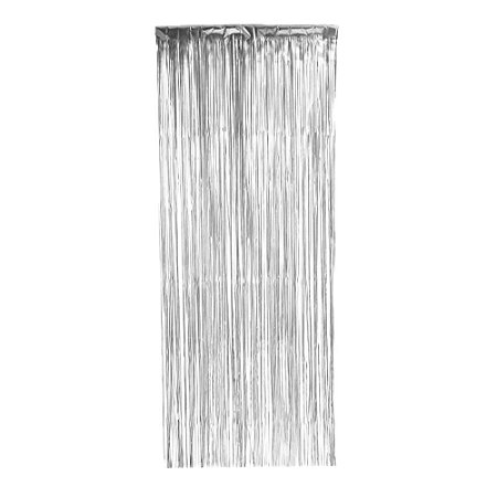 Cortina Metalizada Prata Fosco Decorativa Franja  L1MxA2M