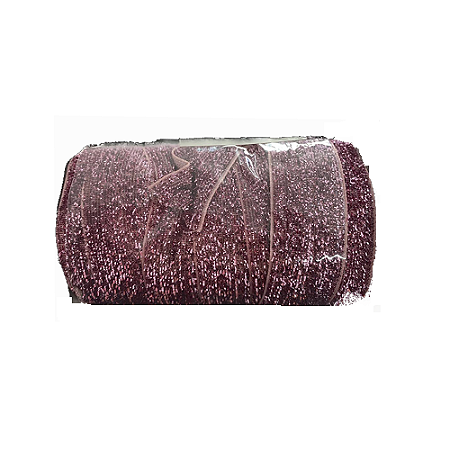 Fita De Veludo Lurex Rosa Brilhante 9M Decorativa Festas