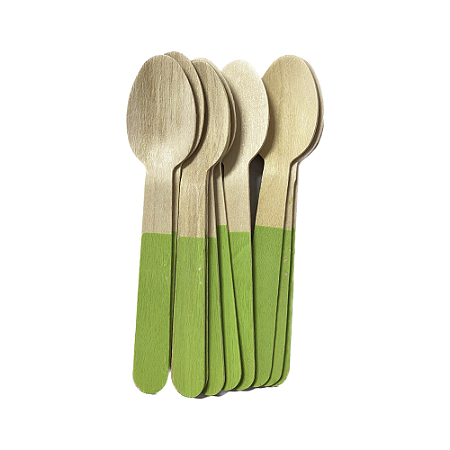 Colher De Madeira Verde 14CM Decorativa Festas 10un