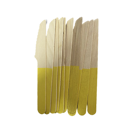 Faca De Madeira Amarelo 14CM Decorativa Festas 10un